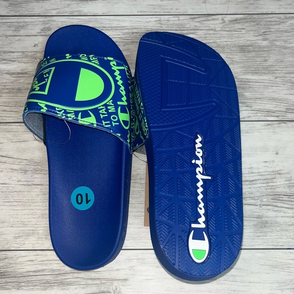 Champion Mens Blue / Green Slide Sandals 10, 11, 12 NWT - Picture 3 of 3